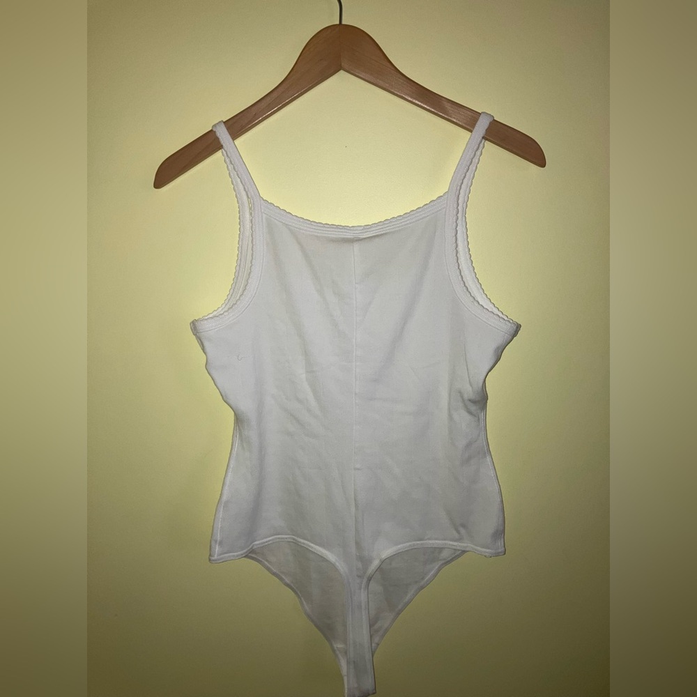SKIMS NEW drop needle pointelle bodysuit sz L Large white snow sweet NWT cotton - Picture 7 of 8